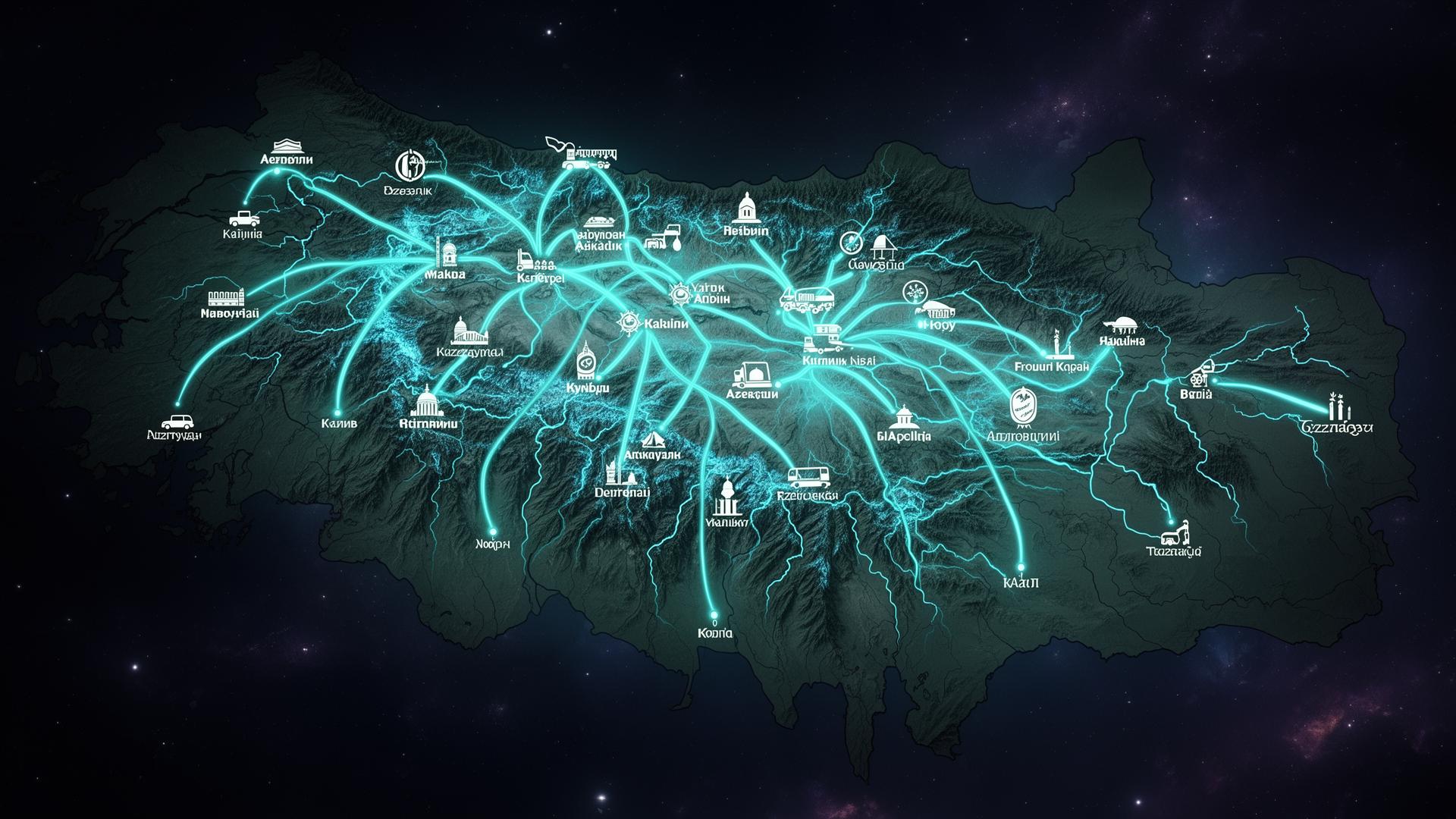 Glowing delivery map of Azerbaijan